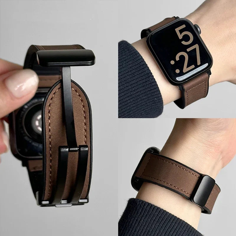 Replacement strap for Apple Watch in brown leather