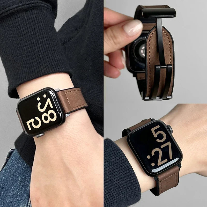 Replacement strap for Apple Watch in brown leather