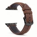 Classic brown and black leather replacement band for Apple Watch