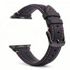 Classic black leather replacement band for Apple Watch