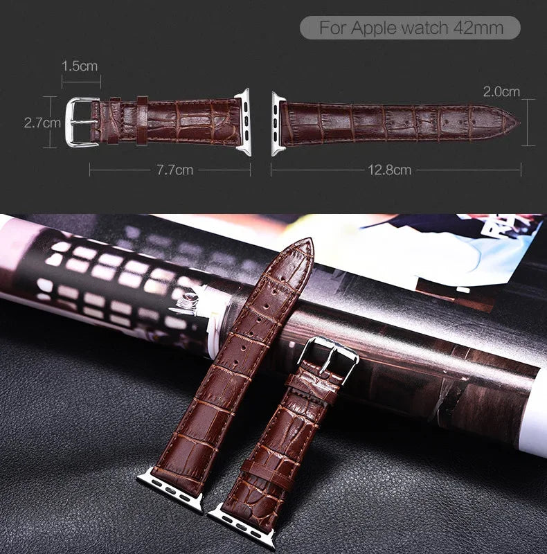 Replacement band for Apple Watch in leather and steel