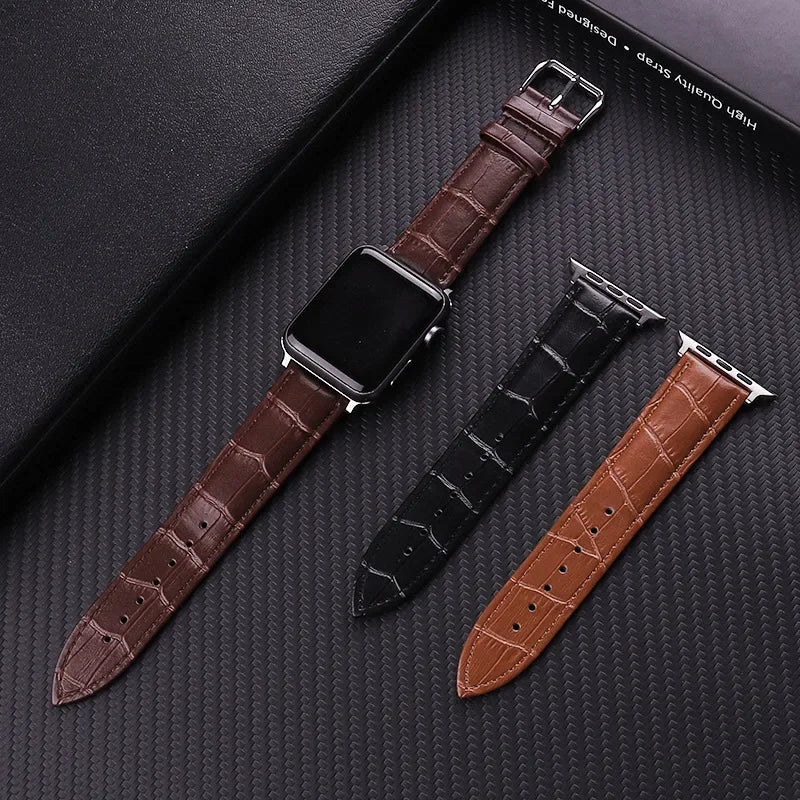 Replacement band for Apple Watch in leather and steel