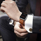 Brown leather replacement band for Apple Watch for women and men
