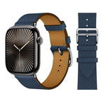Blue leather replacement band for Apple Watch for women and men
