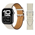 White leather replacement band for Apple Watch for women and men