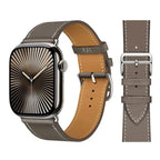 Gray leather replacement band for Apple Watch for women and men