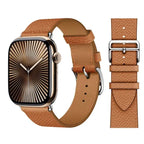 Brown leather replacement band for Apple Watch for women and men
