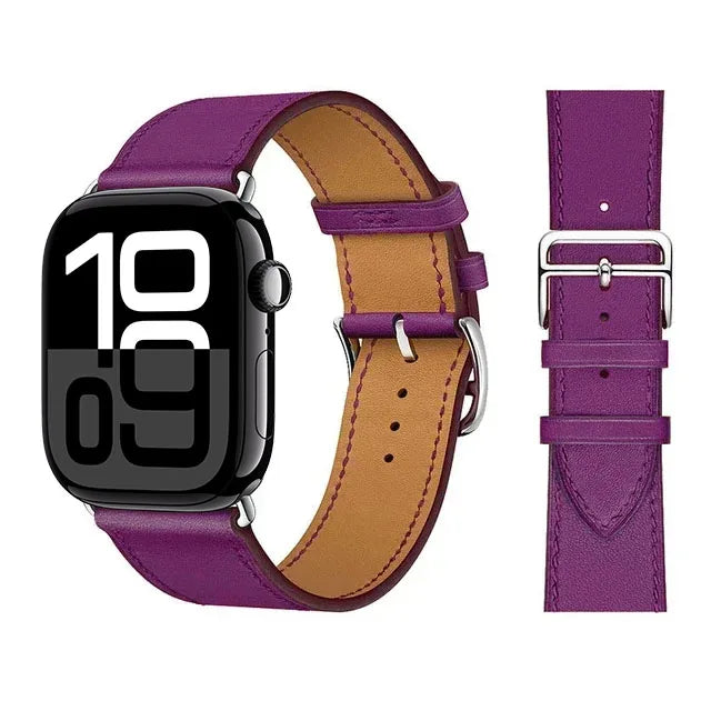 Purple leather replacement band for Apple Watch for women and men