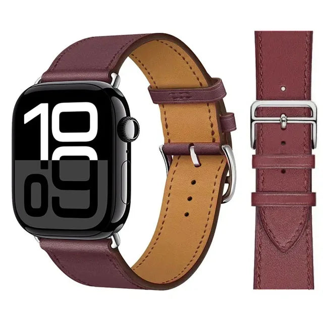 Purple leather replacement band for Apple Watch for women and men