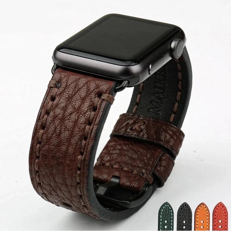 Replacement Apple Watch band in brown distressed leather