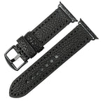 Replacement Apple Watch band in black distressed leather