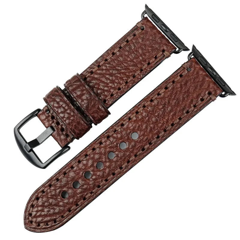 Replacement Apple Watch band in brown distressed leather