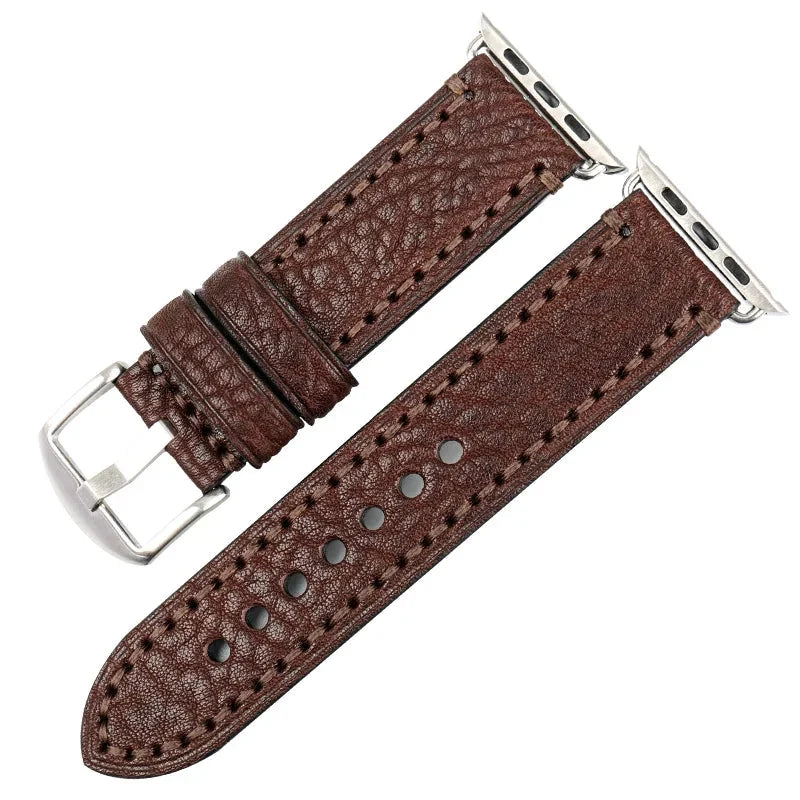 Replacement Apple Watch band in brown distressed leather