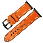 Replacement Apple Watch band in orange distressed leather