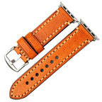 Replacement Apple Watch band in orange distressed leather