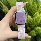 Replacement Apple Watch band in white and pink resin