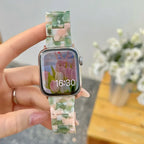 Replacement Apple Watch band in green and pink resin
