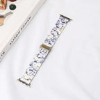 Replacement Apple Watch band in white and blue resin