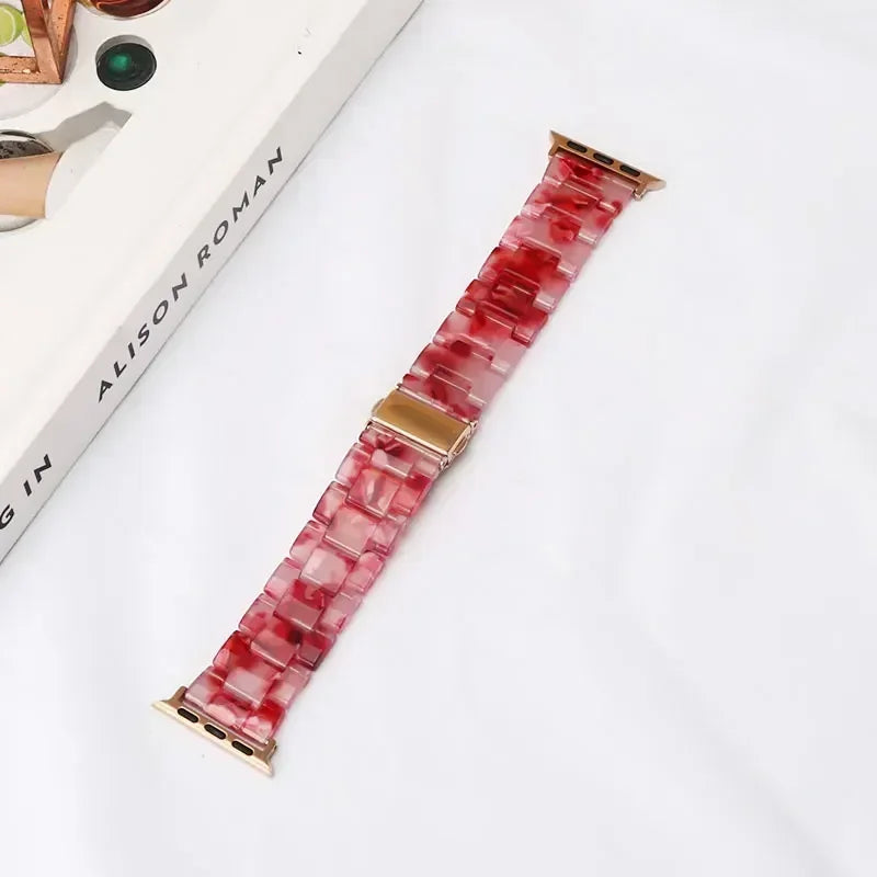 Replacement Apple Watch band in red and white resin