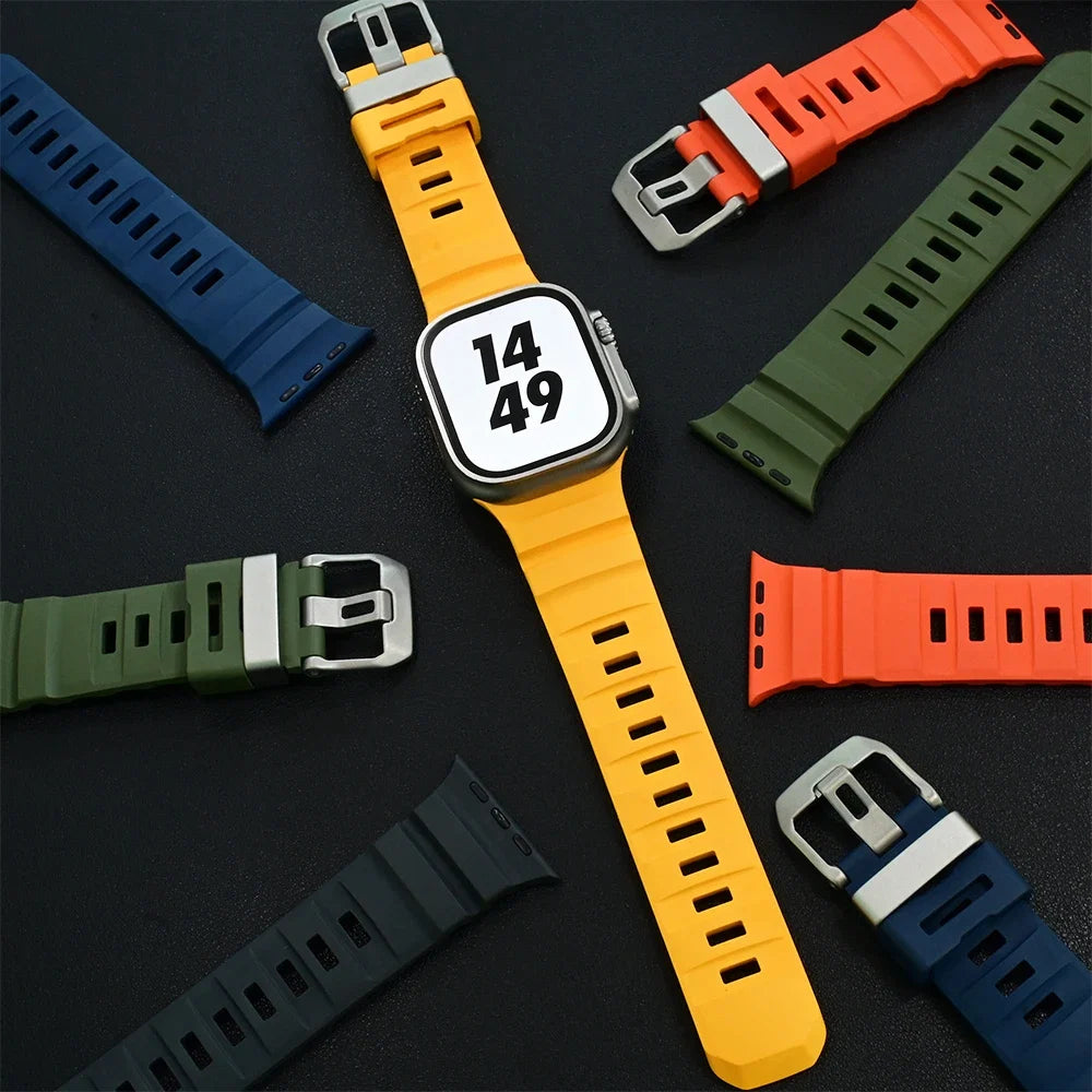 Thick silicone replacement band for Apple Watch