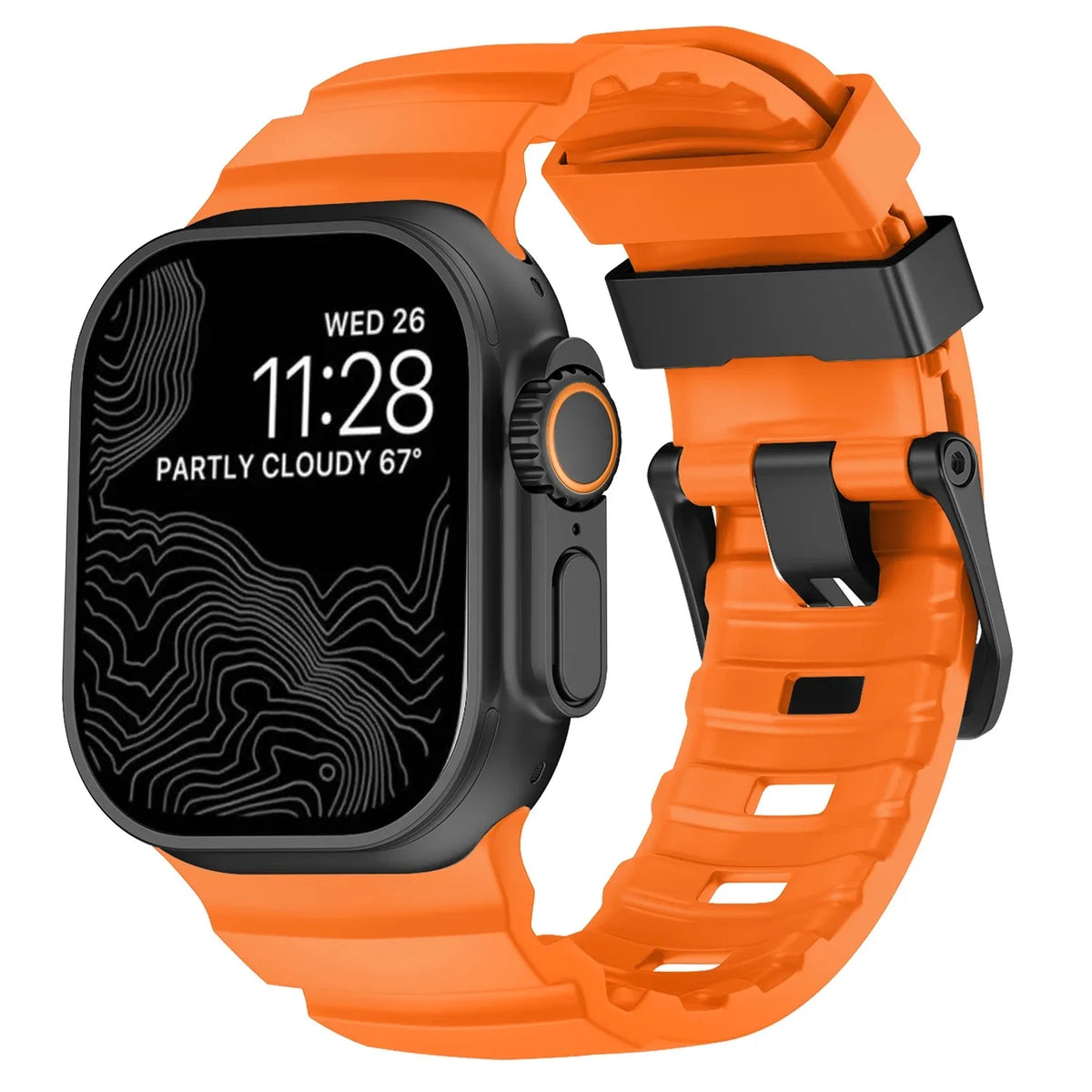 Thick orange silicone replacement band for Apple Watch