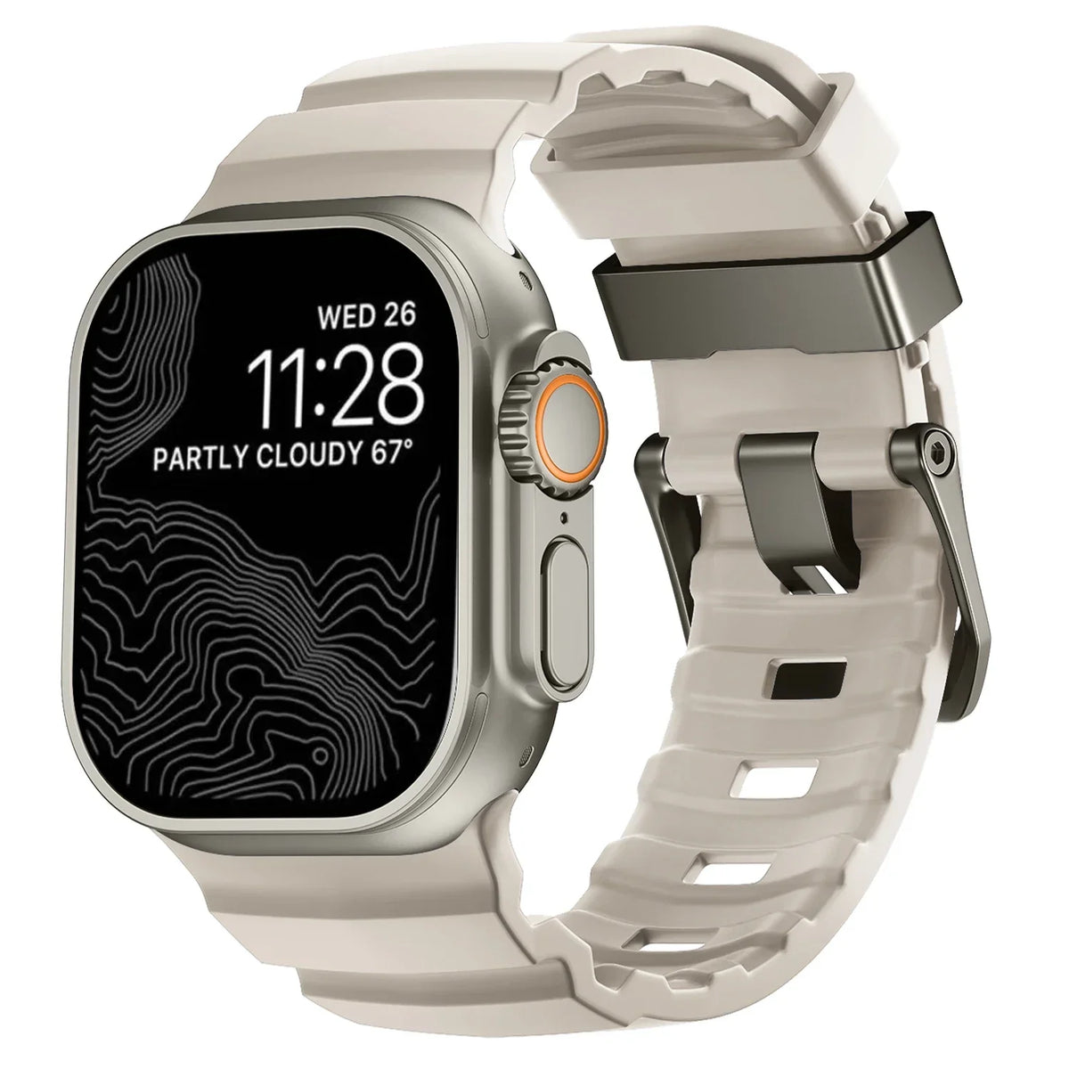 Thick white silicone replacement band for Apple Watch