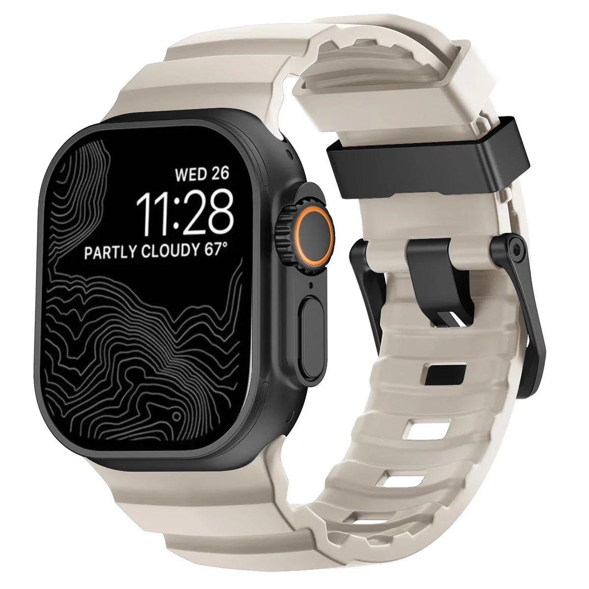Thick white silicone replacement band for Apple Watch