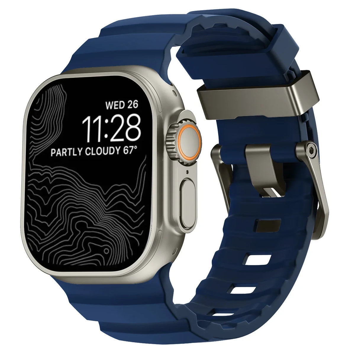 Thick blue silicone replacement band for Apple Watch