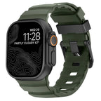Thick black-green silicone replacement band for Apple Watch