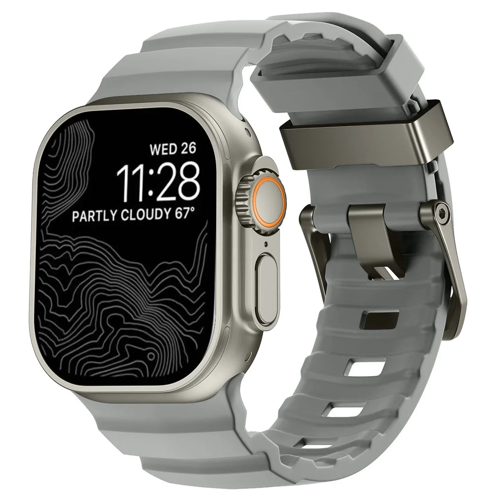 Thick gray silicone replacement band for Apple Watch