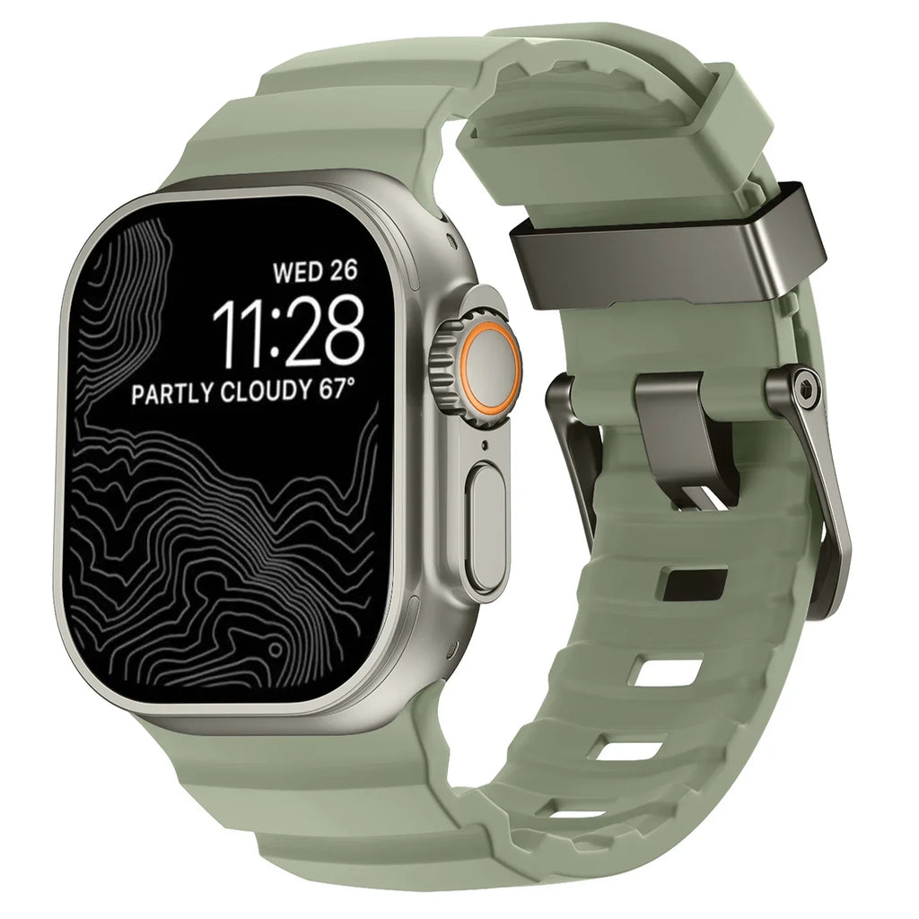 Thick green silicone replacement band for Apple Watch