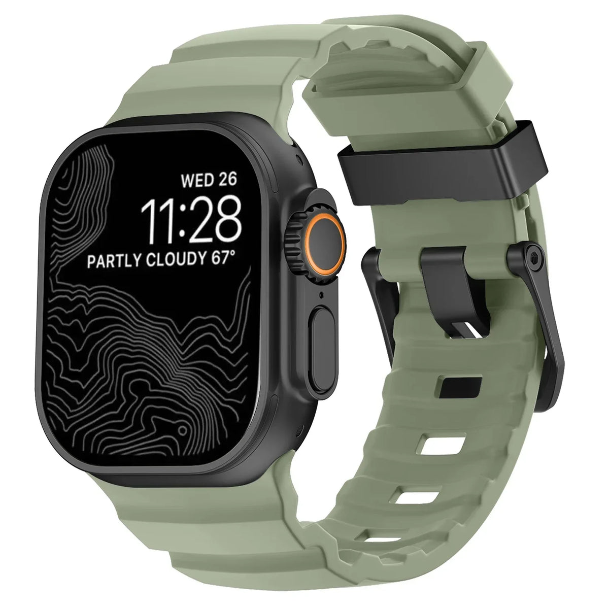 Thick green silicone replacement band for Apple Watch