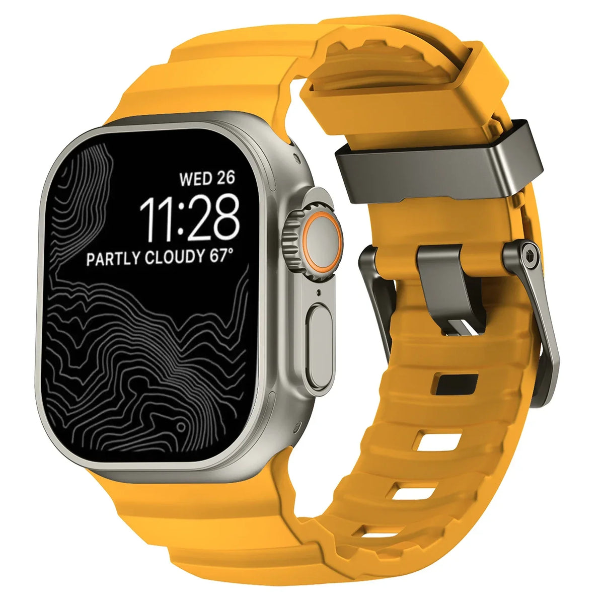 Thick yellow silicone replacement band for Apple Watch