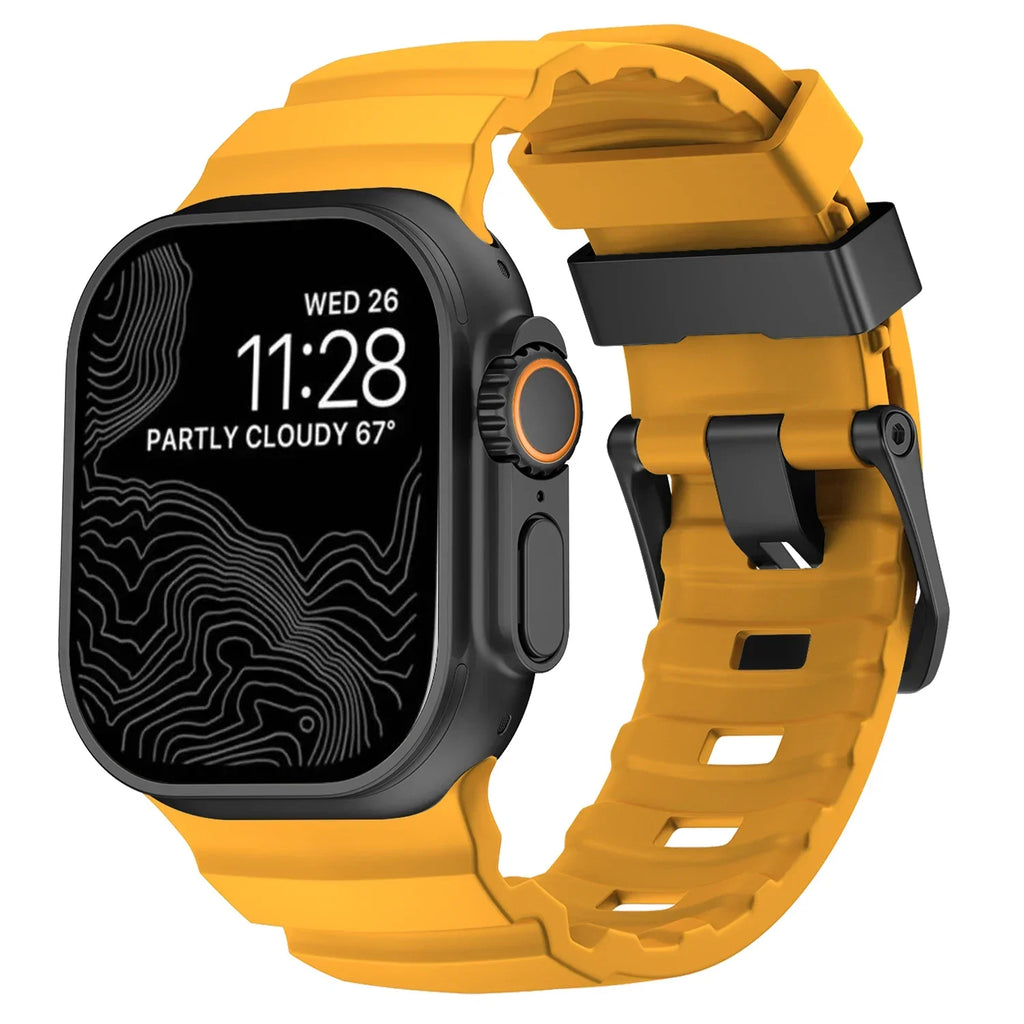 Thick yellow silicone replacement band for Apple Watch