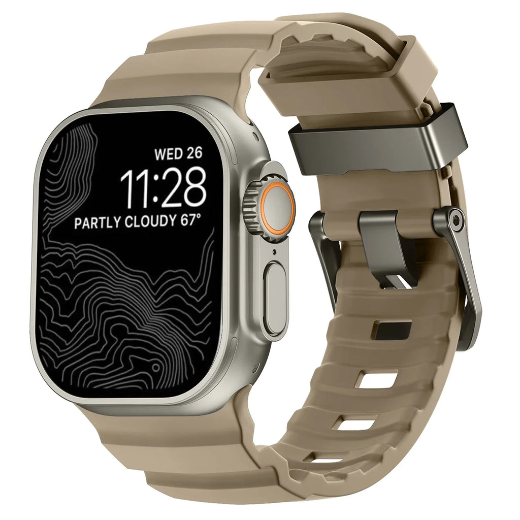 Thick brown silicone replacement band for Apple Watch