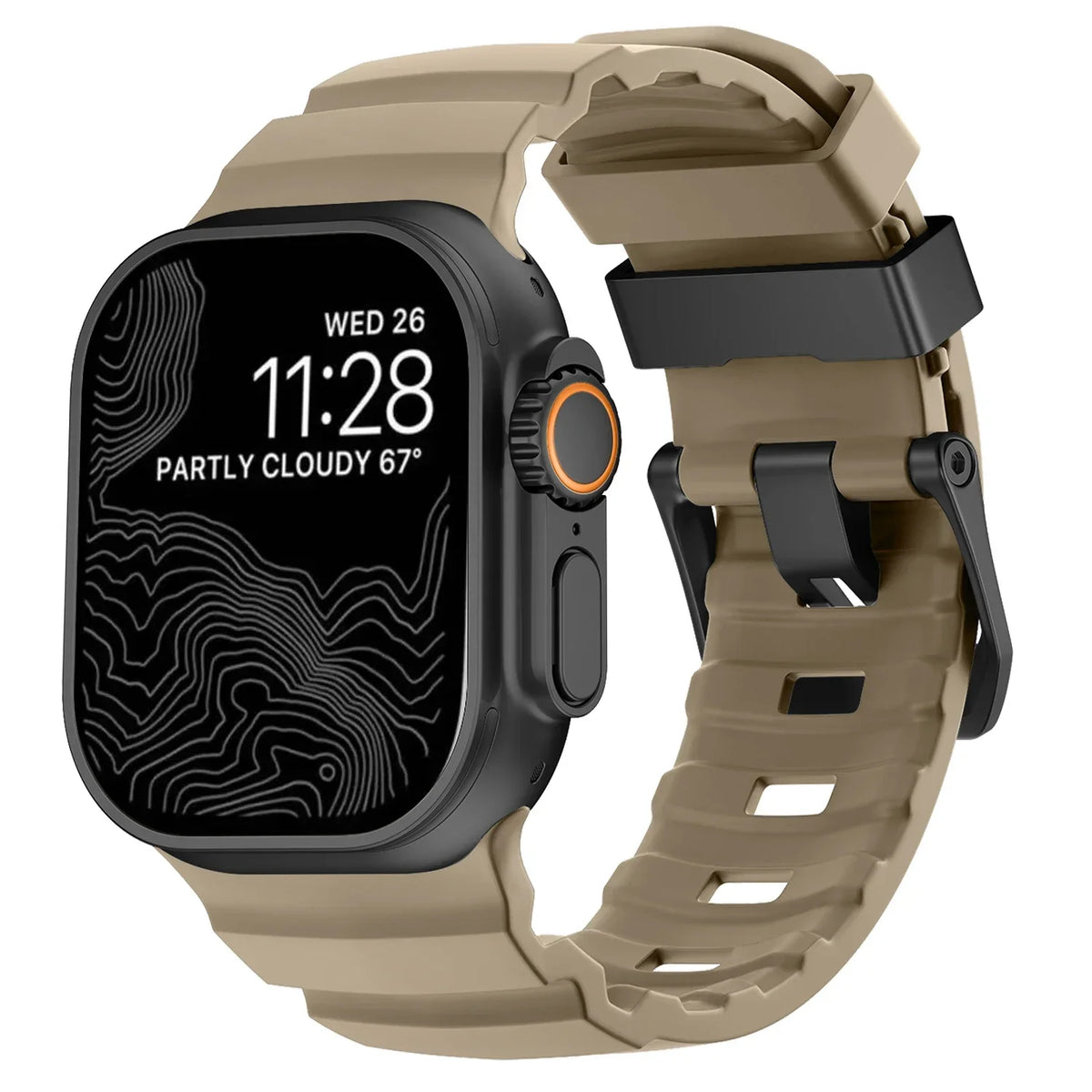Thick beige silicone replacement band for Apple Watch