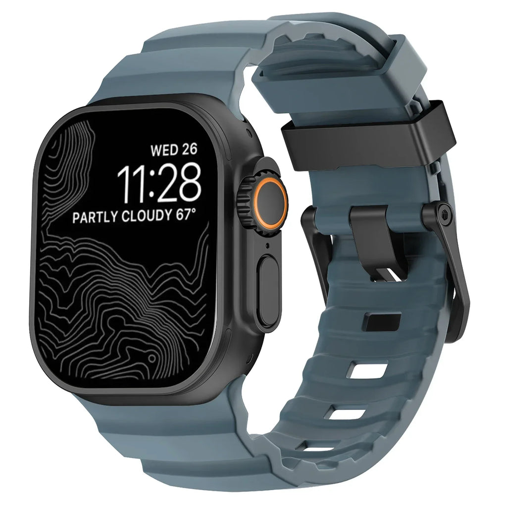 Thick blue silicone replacement band for Apple Watch