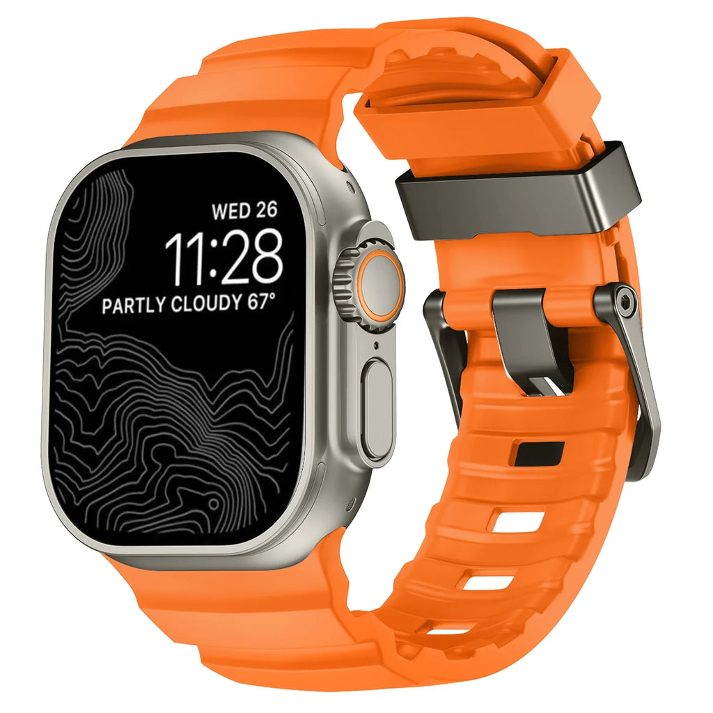 Thick orange silicone replacement band for Apple Watch