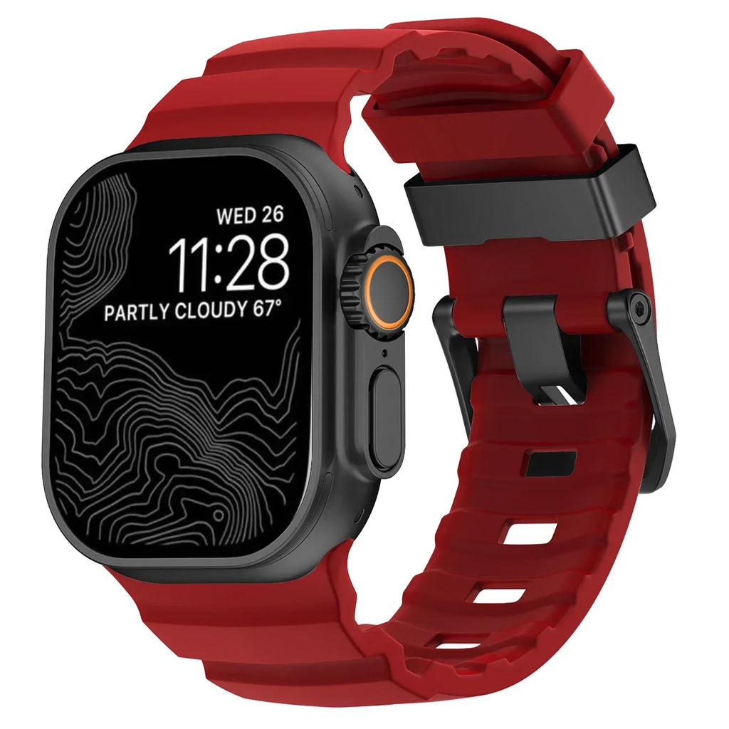 Thick red silicone replacement band for Apple Watch