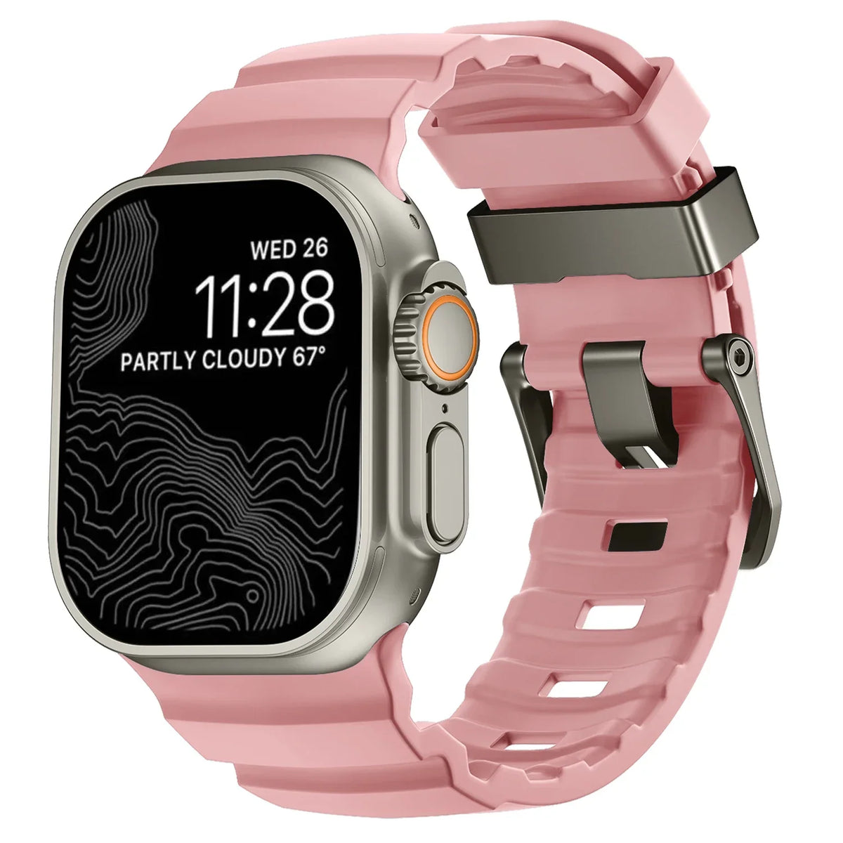 Thick pink silicone replacement band for Apple Watch