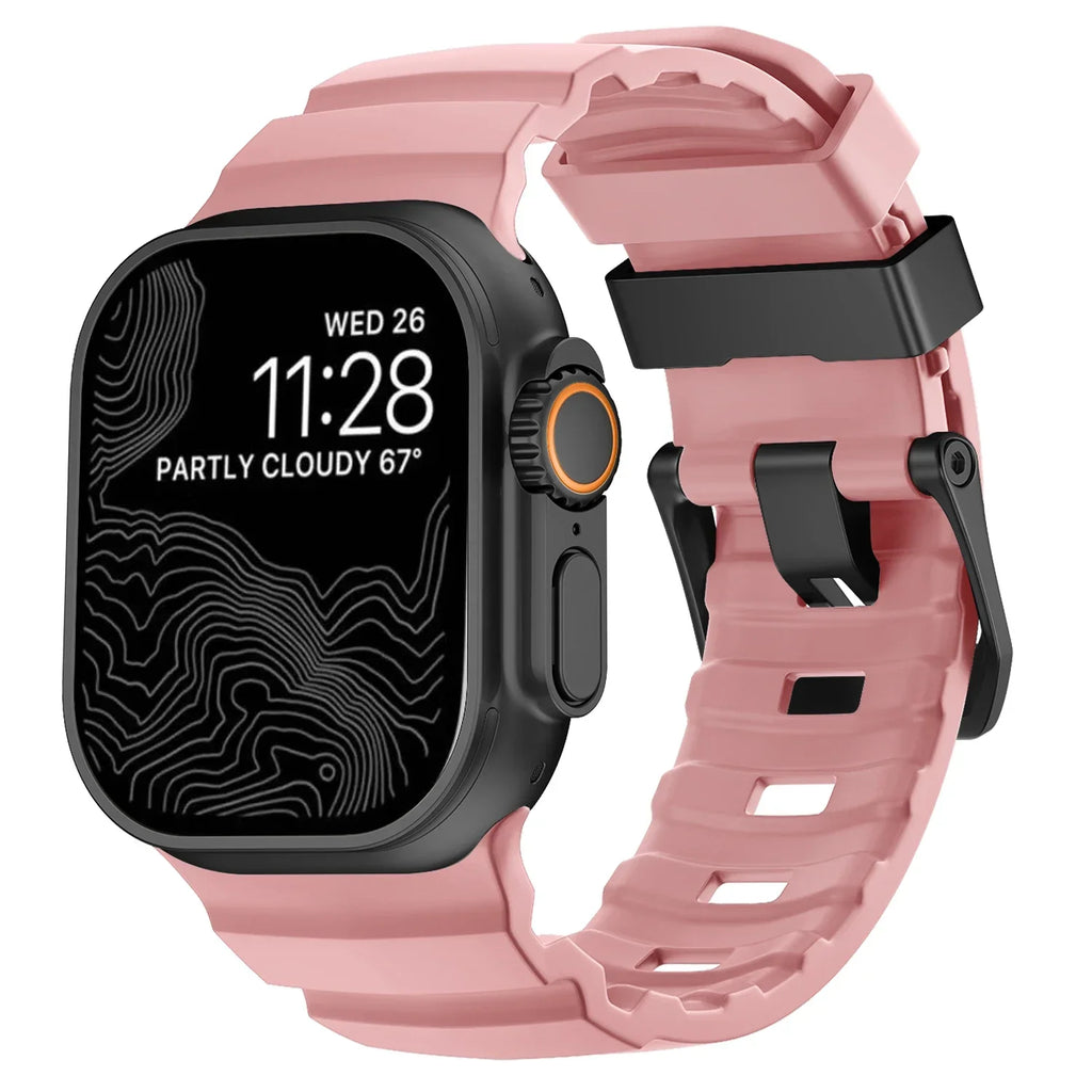 Thick pink silicone replacement band for Apple Watch