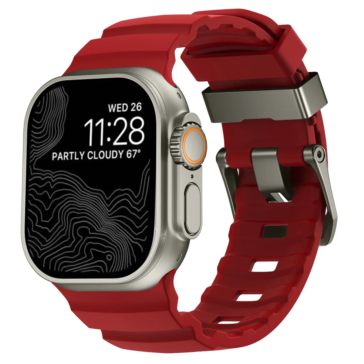 Thick red silicone replacement band for Apple Watch