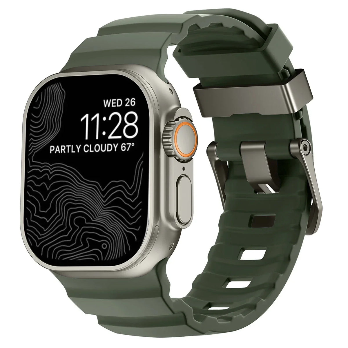Thick green silicone replacement band for Apple Watch