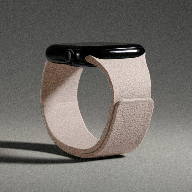 Magnetic silicone replacement band for Apple Watch in beige