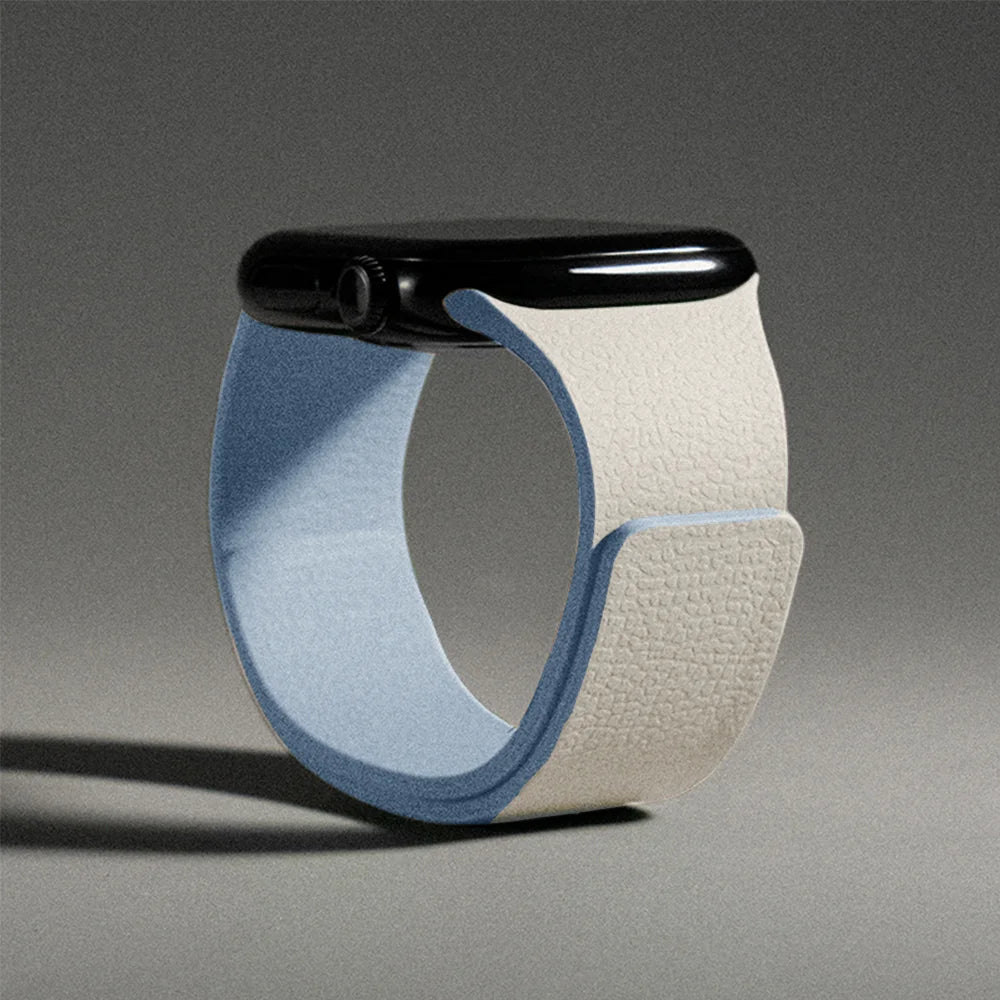 Magnetic silicone replacement band for Apple Watch in white