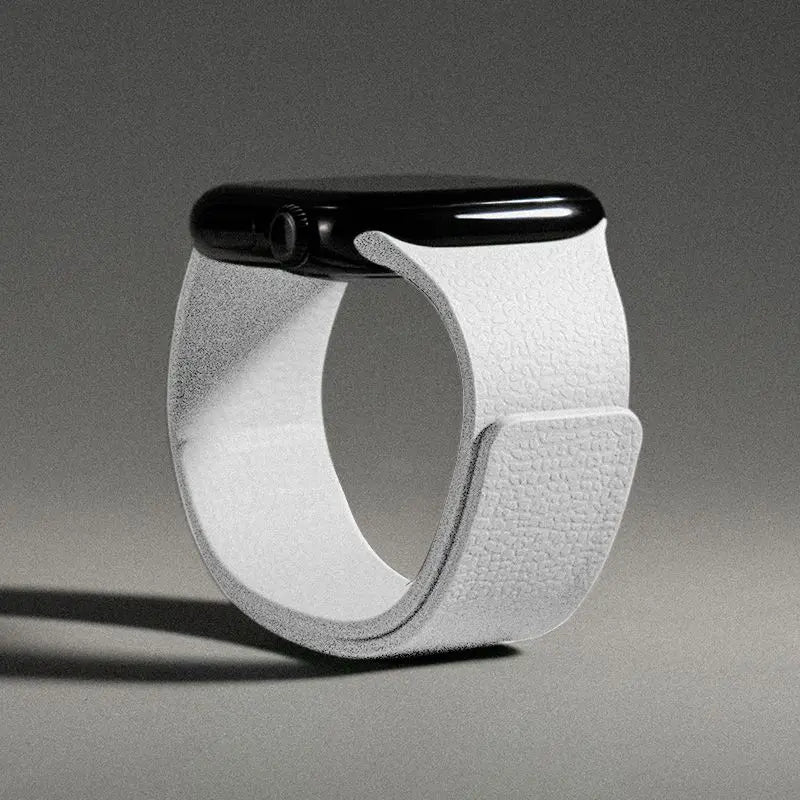 Magnetic silicone replacement band for Apple Watch in white