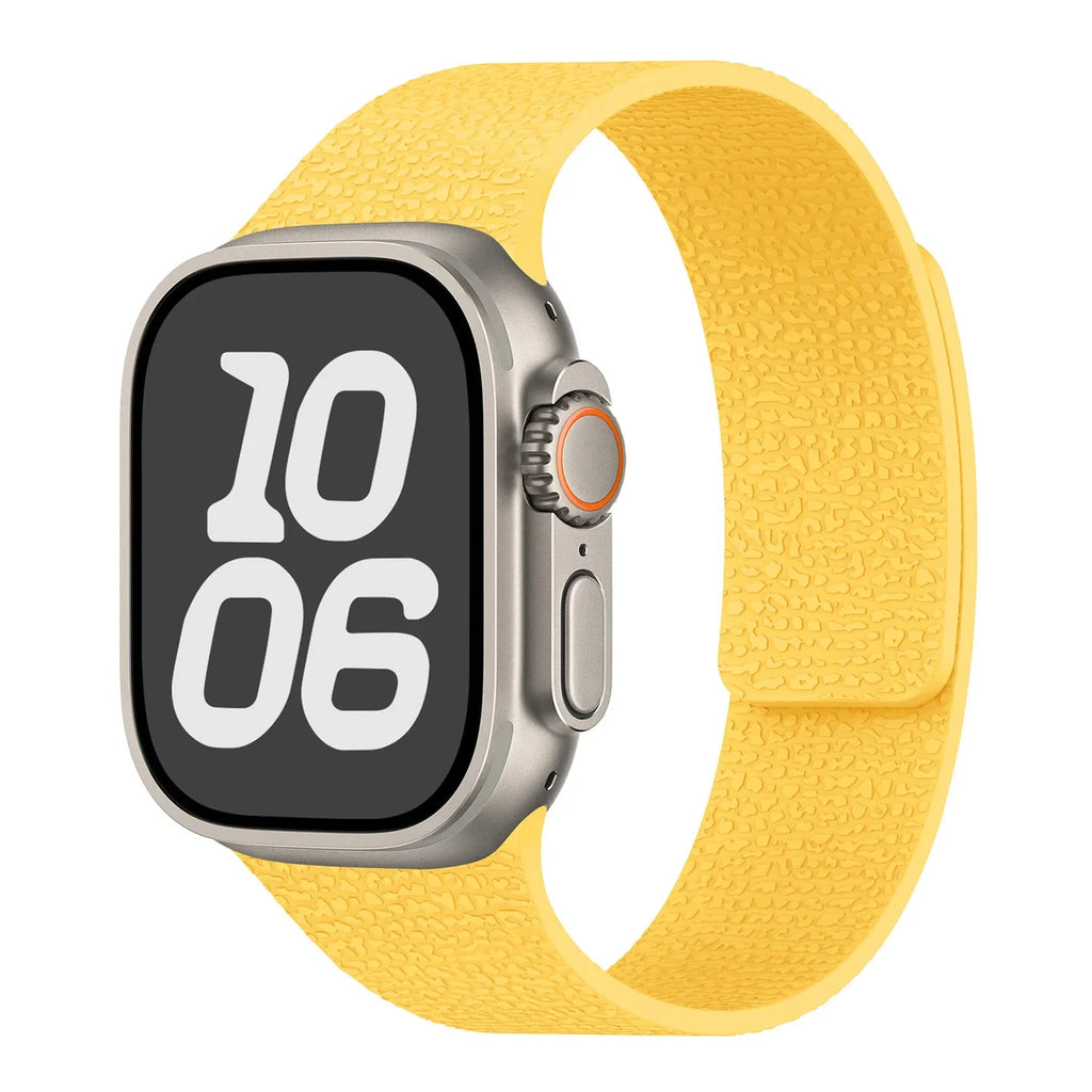 Magnetic silicone replacement band for Apple Watch in yellow