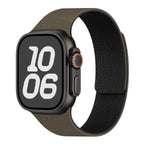 Magnetic silicone replacement band for Apple Watch in brown and black