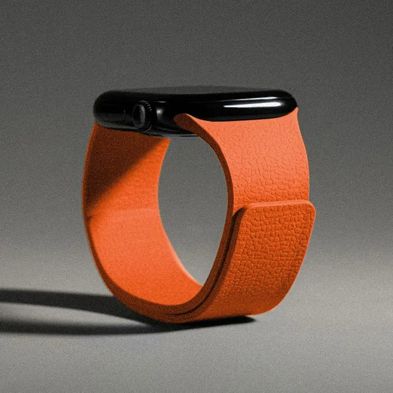 Magnetic silicone replacement band for Apple Watch in orange