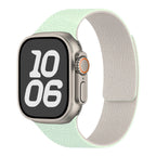 Magnetic silicone replacement band for Apple Watch in mint green and white
